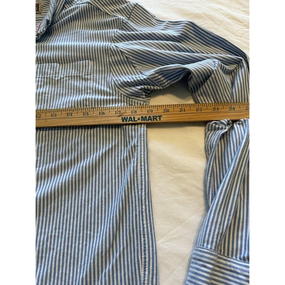 Duluth Trading Co Button Up Flannel Shirt Blue/white Stripe Small 100% Cotton - Picture 6 of 12